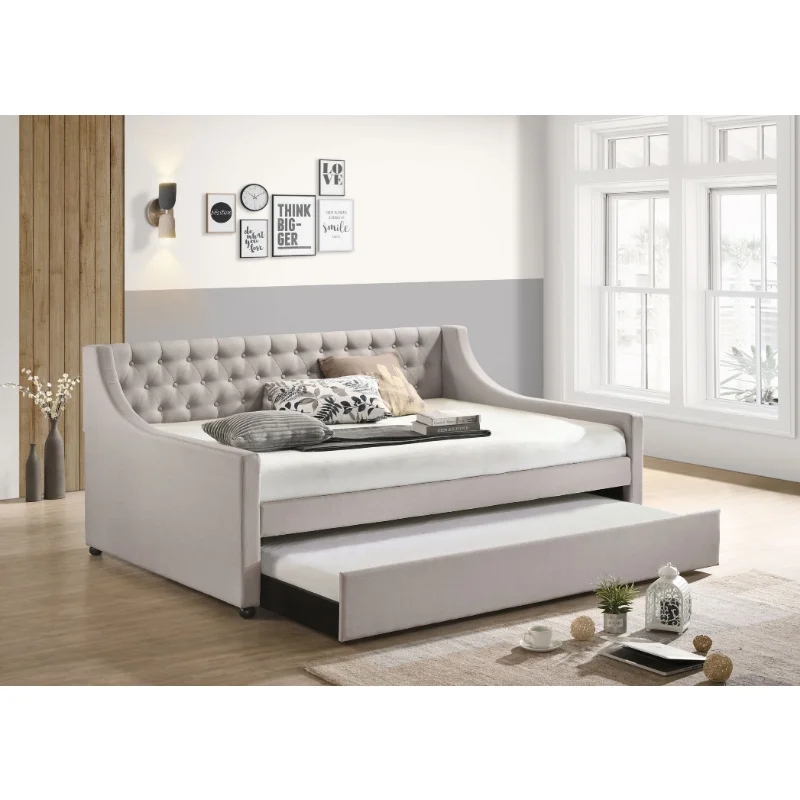 

ACME Lianna Full Daybed & Twin Trundle, Fog Fabric