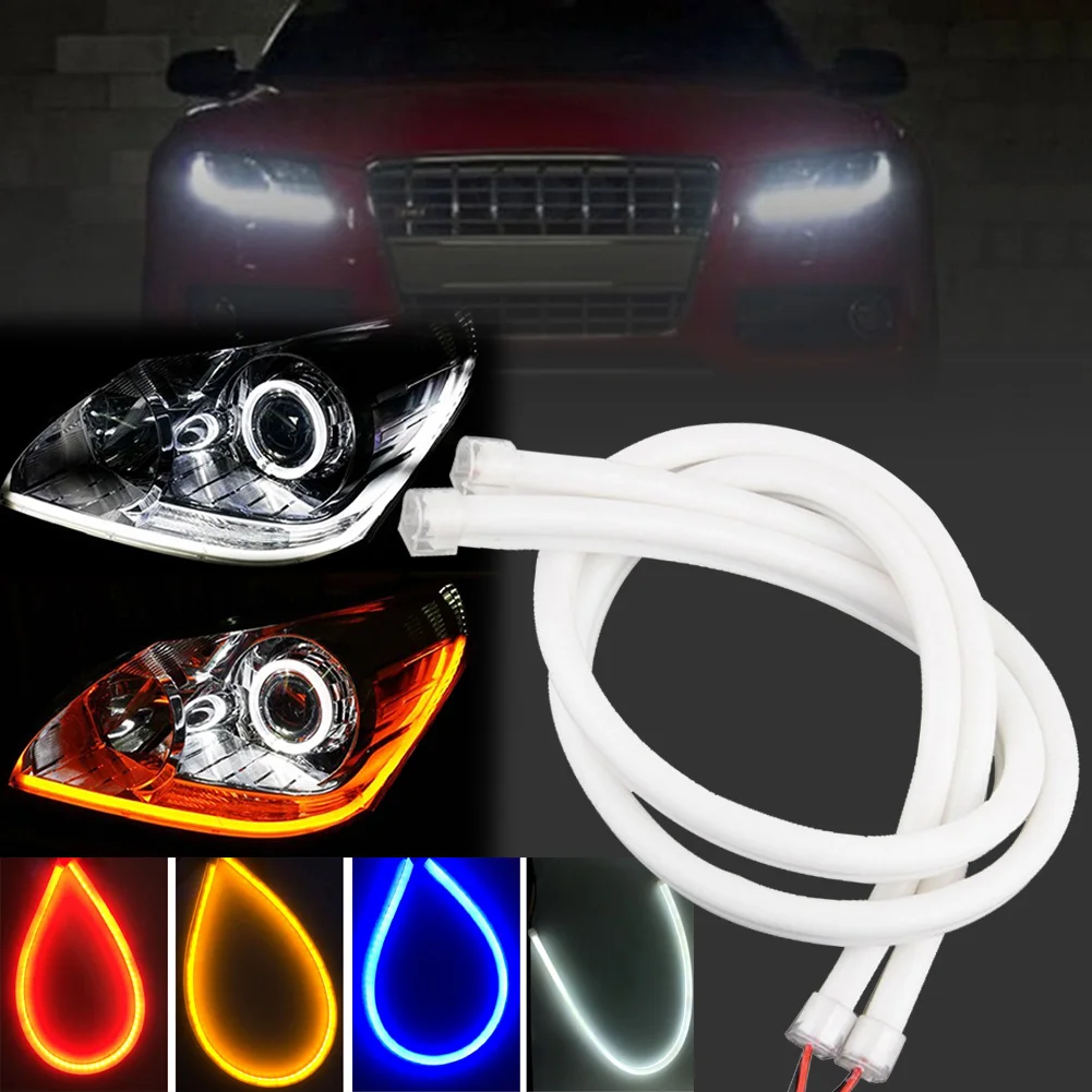 

2Pcs 30cm 45cm 60cm vehicle DRL Flexible Tube Strip led car Daytime Running Lights Turn Signal Angel Eyes Car Styling Hot Sale