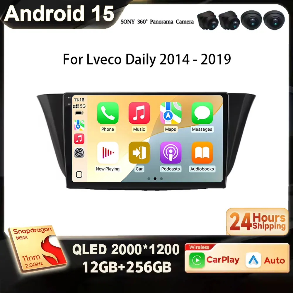Фото Для Iveco Daily 2014-2019: Автомагнитола Android 15 2K QLED с беспроводным CarPlay, видеоплеером и GPS-навигацией №3
