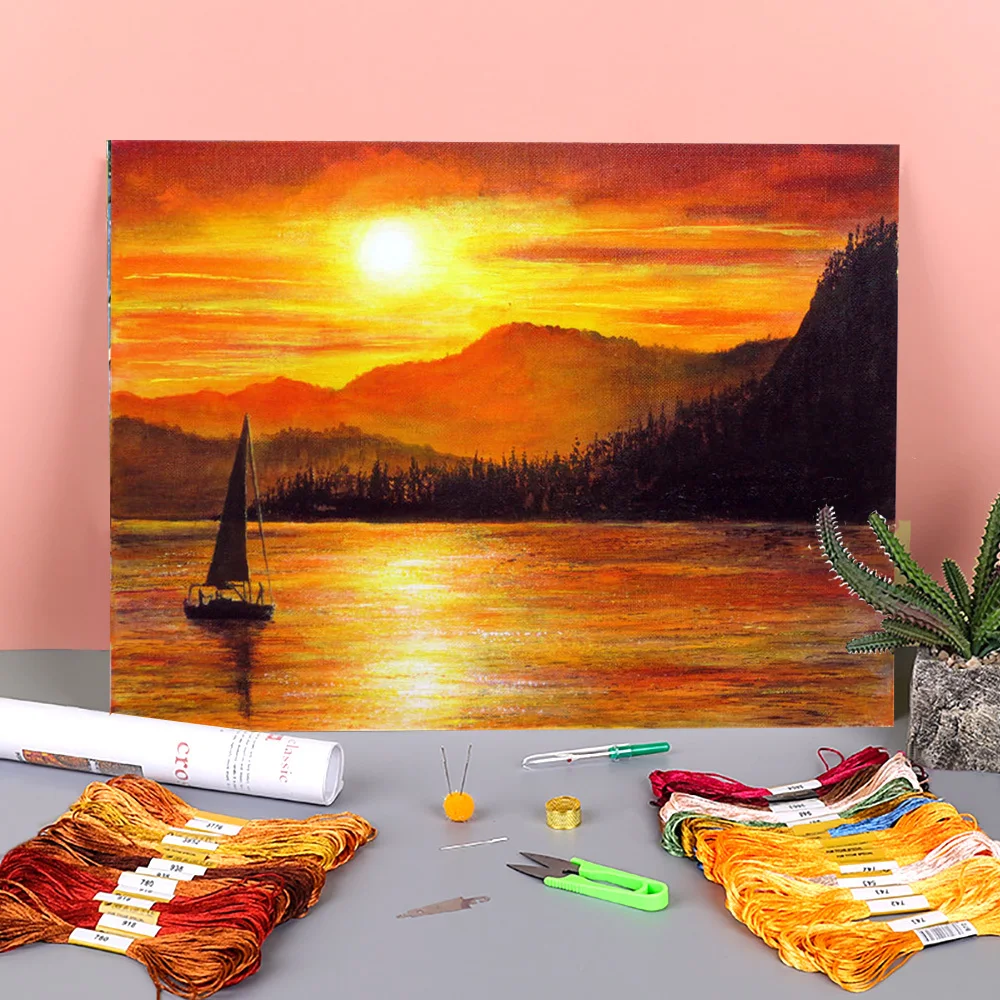 

Natural Scenery Italian Sunset Printed 11CT Cross-Stitch Embroidery Set DMC Threads Painting Handmade Sewing Hobby Wholesale