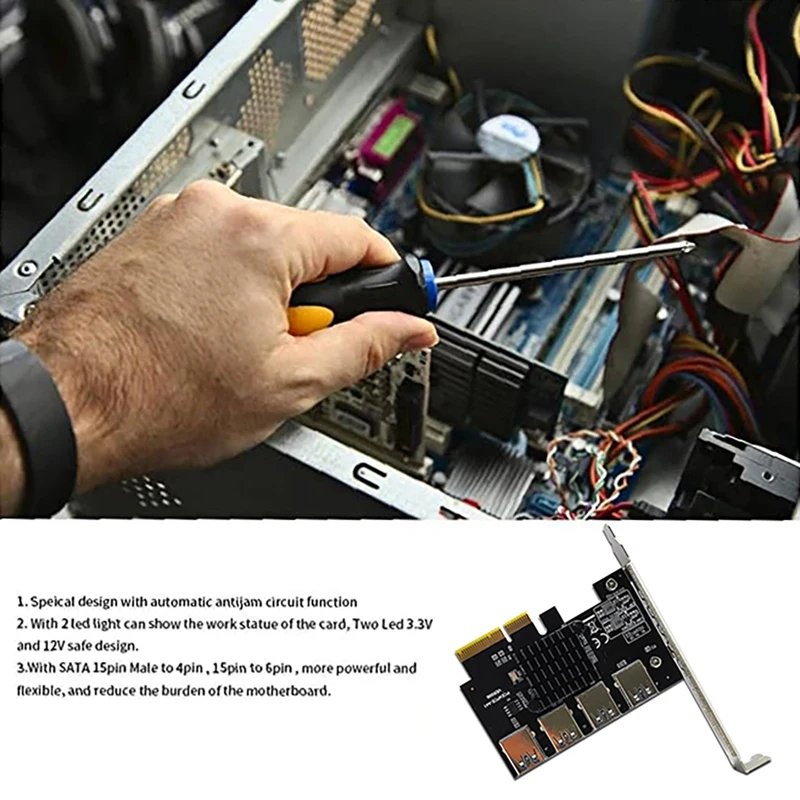 Pcie 1 To 4 Riser Card PCI-E 1X USB 3.0 Graphics Expansion Adapter For Bitcoin Mining |