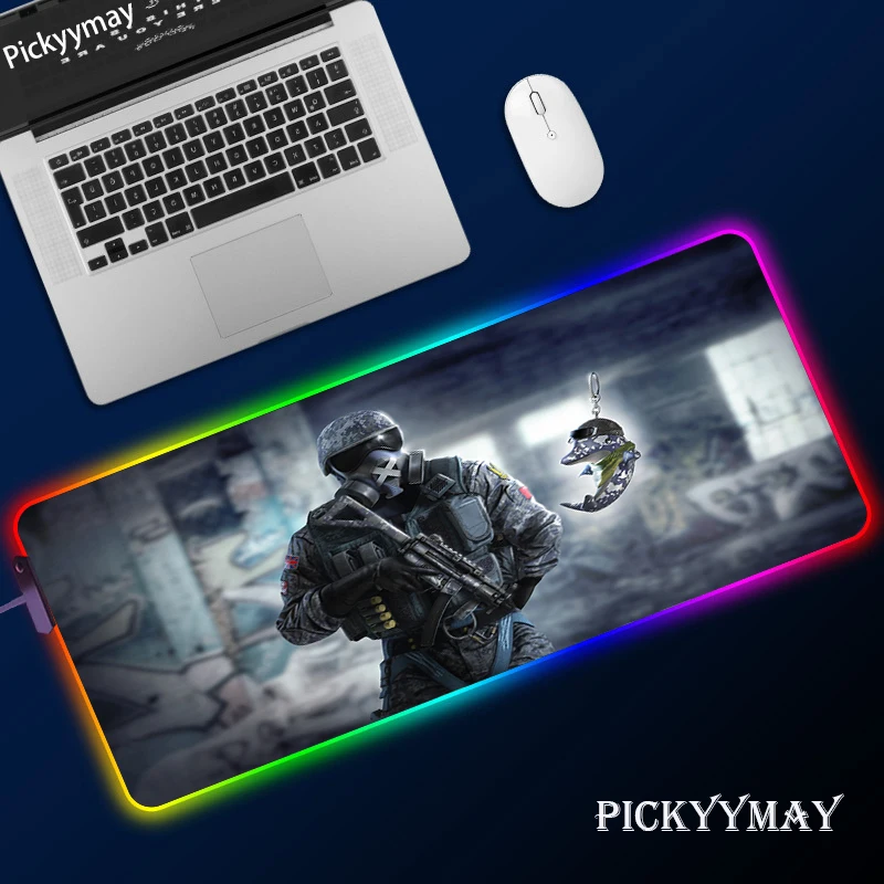 

Rainbow Six Siege Gaming Mousepad Game Slipmat RGB LED Setup Gamer Decoration Mouse Pad Pc Republic Of Gamers With Cable Rug