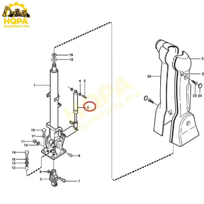 Фото Газовая пружина VOE 11705466 (VOE11705466) для Volvo EW140, EW140B, EW140C, EW145B, EW160, EW160B, EW160C, EW180B, EW180C, EW200B, EW205D, EW210C №3