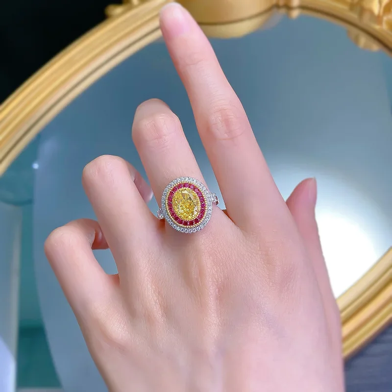 Новый популярный набор из серебра пробы с высокоуглеродистыми бриллиантами 7*9 мм