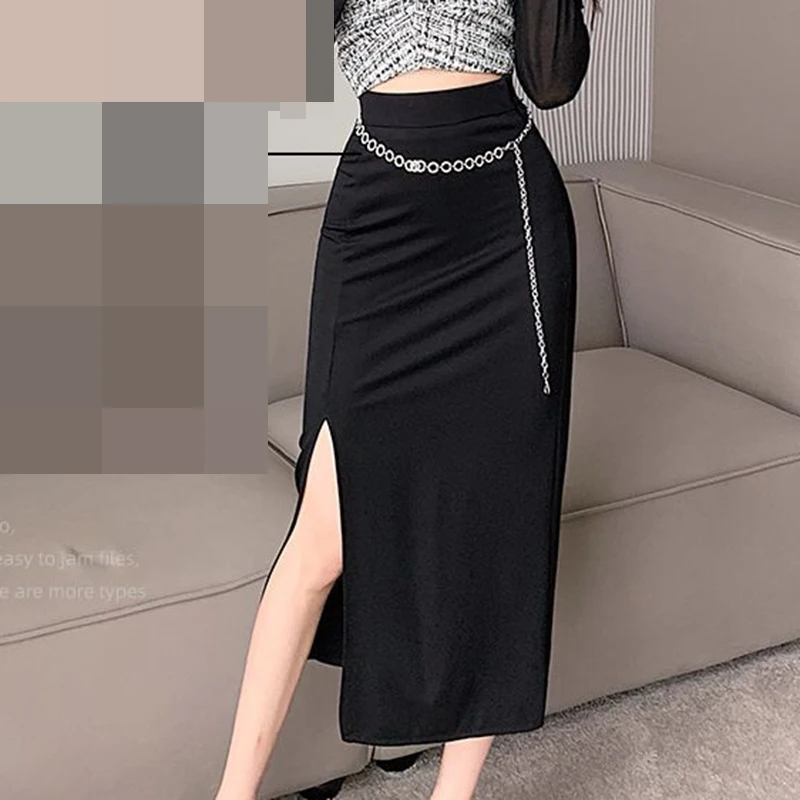 New  waist chain metal  belt ins matching skirt dress waist chain thin belt fashion  harajuku  black skirt  korean