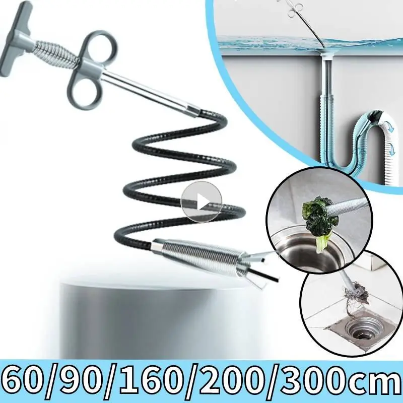 

60/90/160/200/300 см канализационная труба, разблокировщик, змеевидная пружина, инструмент для драпировки, кухонный инструмент для чистки, Захваты волос
