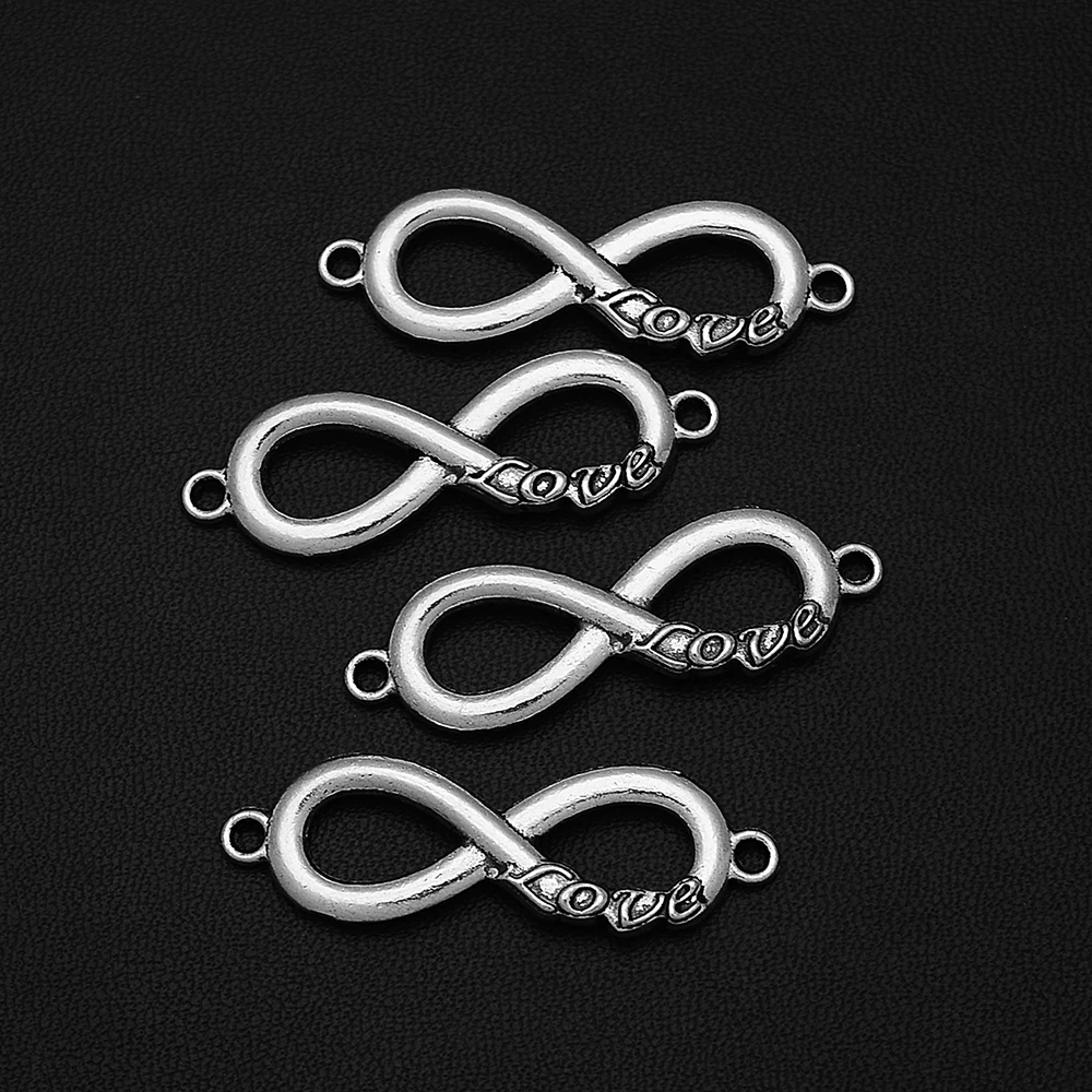 7 шт./лот 13x40 мм Античное серебряное покрытие Бесконечность любовь соединитель