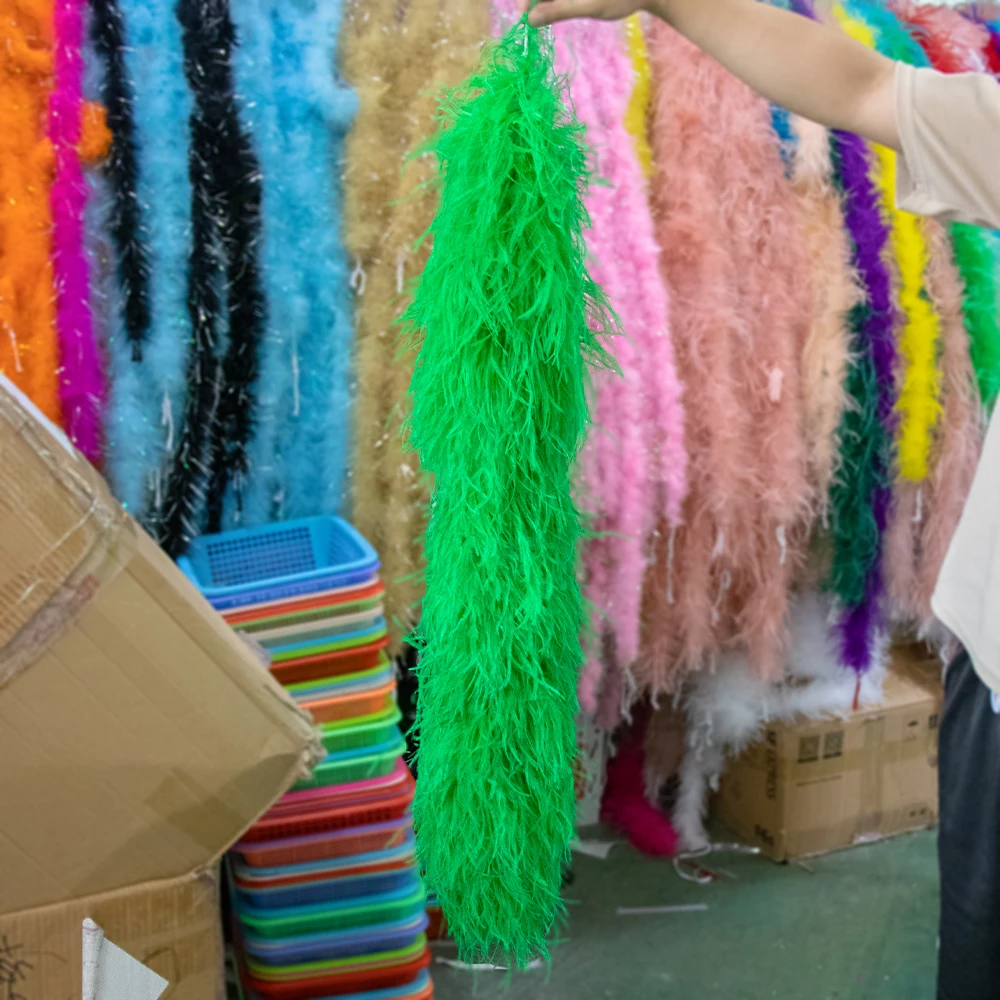 

2M Natural Ostrich Feather Boa 4/6/8/10/15PLY White Ostrich Feathers Shawl Wedding Christmas Decor Crafts Dress Sewing Accessory