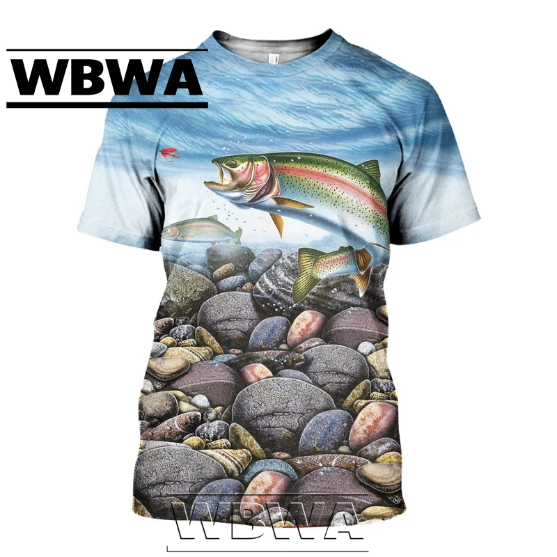 

2022 Fashion Men t shirt 3D Printed Rainbow Trout Fishing T shirts Unisex Street Harajuku Short sleeve shirt summer Casual tops