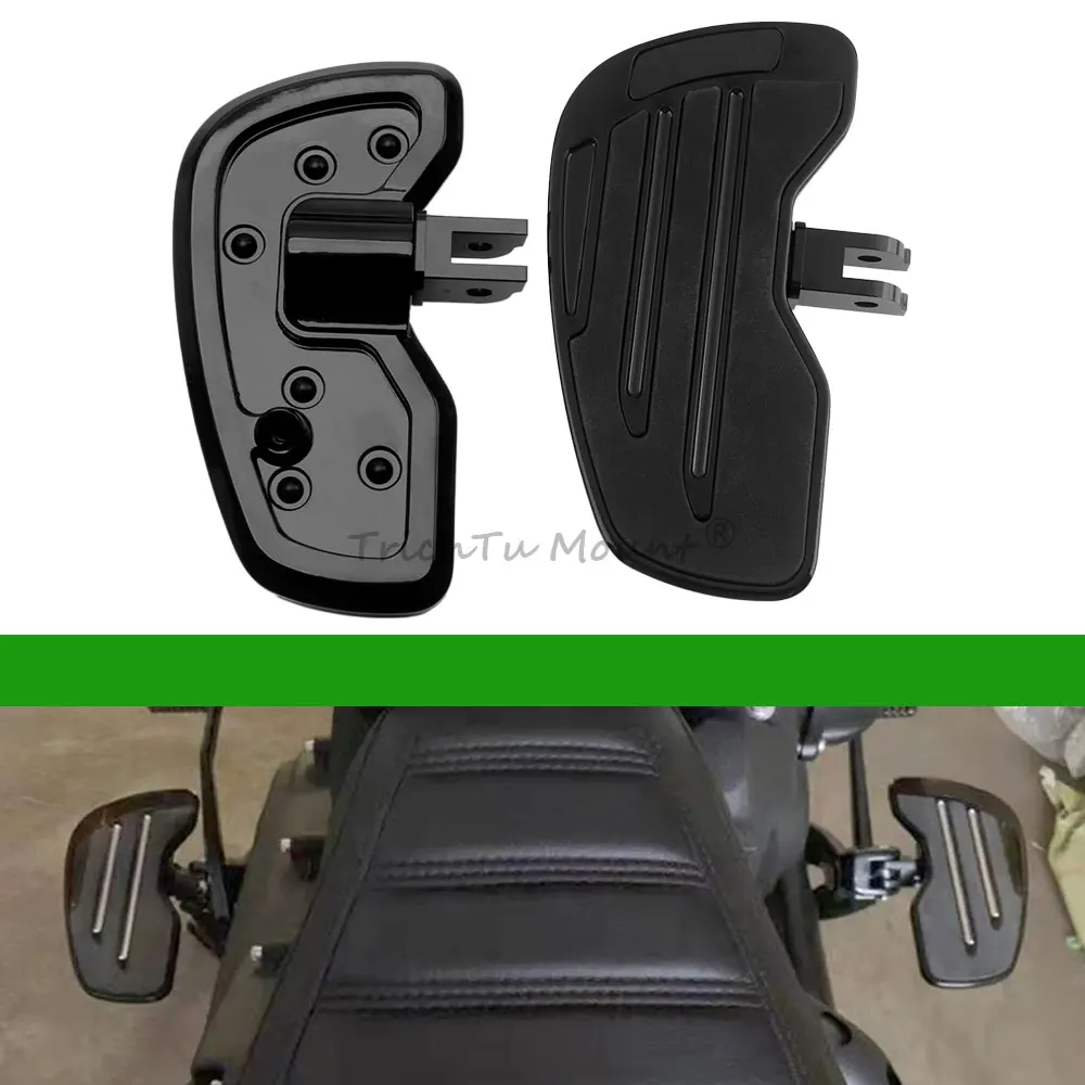 

2x мотоциклетные регулируемые нескользящие передние половицы, черные алюминиевые металлические + резиновые подножки для Harley Davidson Softail Sportster