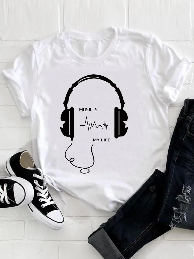 

Music Love New 90s Short Sleeve Clothes Casual Summer Tee Fashion Women Clothing Print Tshirt Female Top Graphic T-shirt