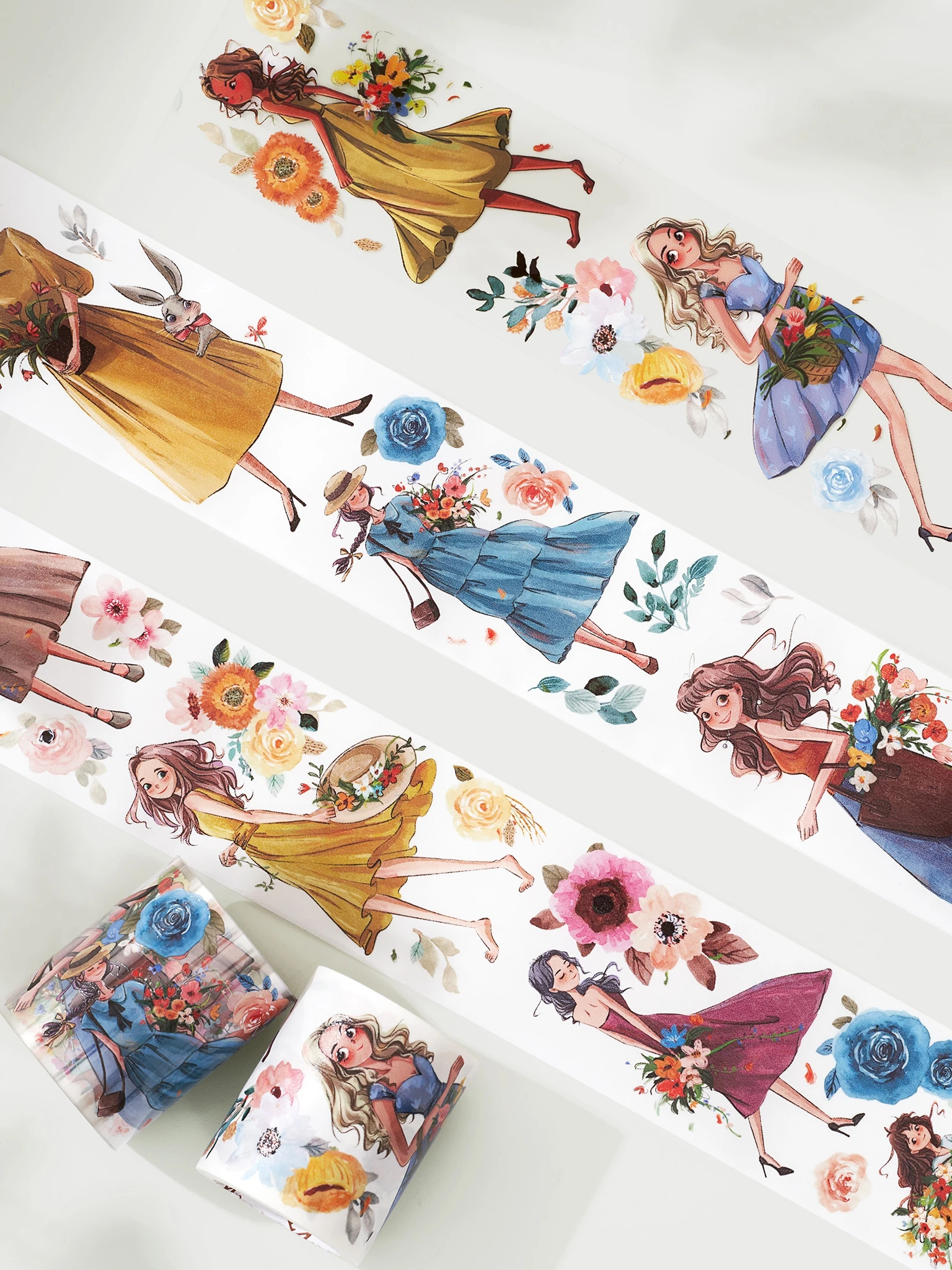 Washi Tape Special Oil Stationery Tape PET White Ink Crystal Ink Girl Character Sticker Office Supplies Cute Stationary