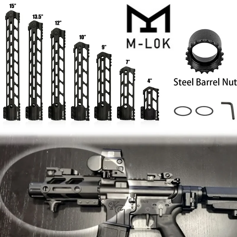 

4\ 7\ 9\ 10\ 12\ 13.5\ 15\ Free Float M-LOK Handguard Picatinny Rail Slim Style Steel Barrel Nut