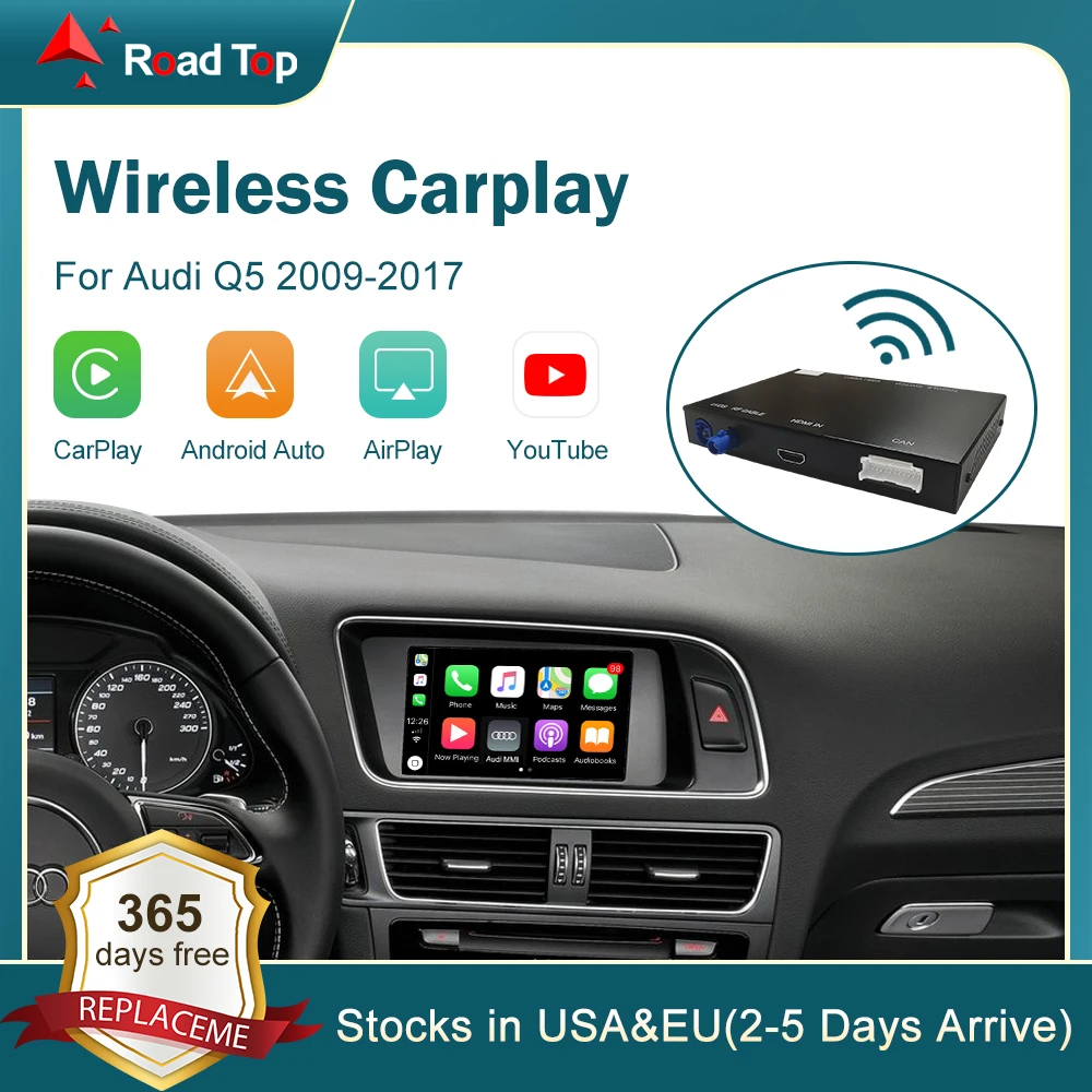 Wireless Apple CarPlay Android Auto Interface for Audi Q5 2009-2017, with Mirror Link AirPlay Car Play Functions