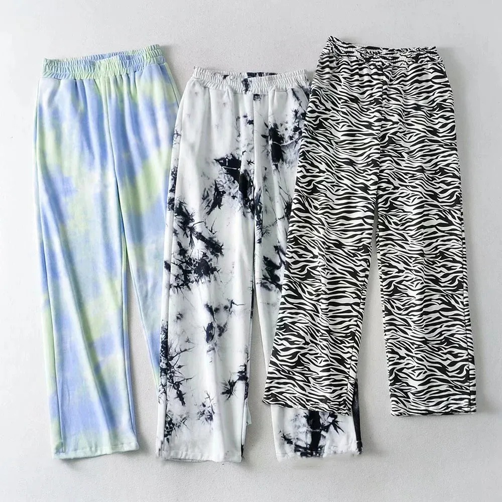 

WannaThis Zebra Print Wide Leg Pants Casual Wide Leg Pants Women; 2023 Summer New Elastic High Waist Print Loose Straight Pants