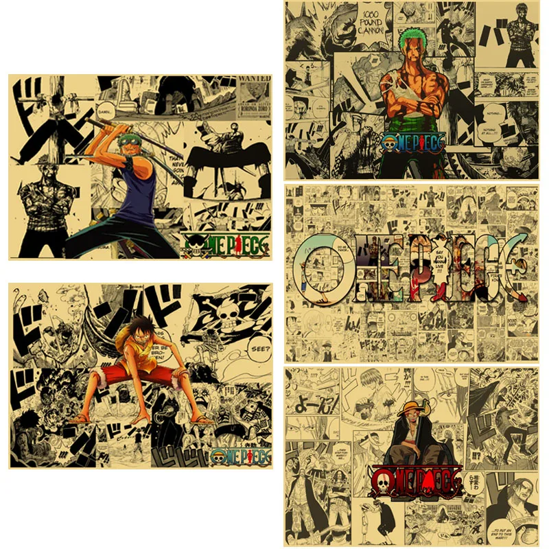 One Piece портрет Луффи Чоппер живопись аниме плакат винтажный Декор Коллекция