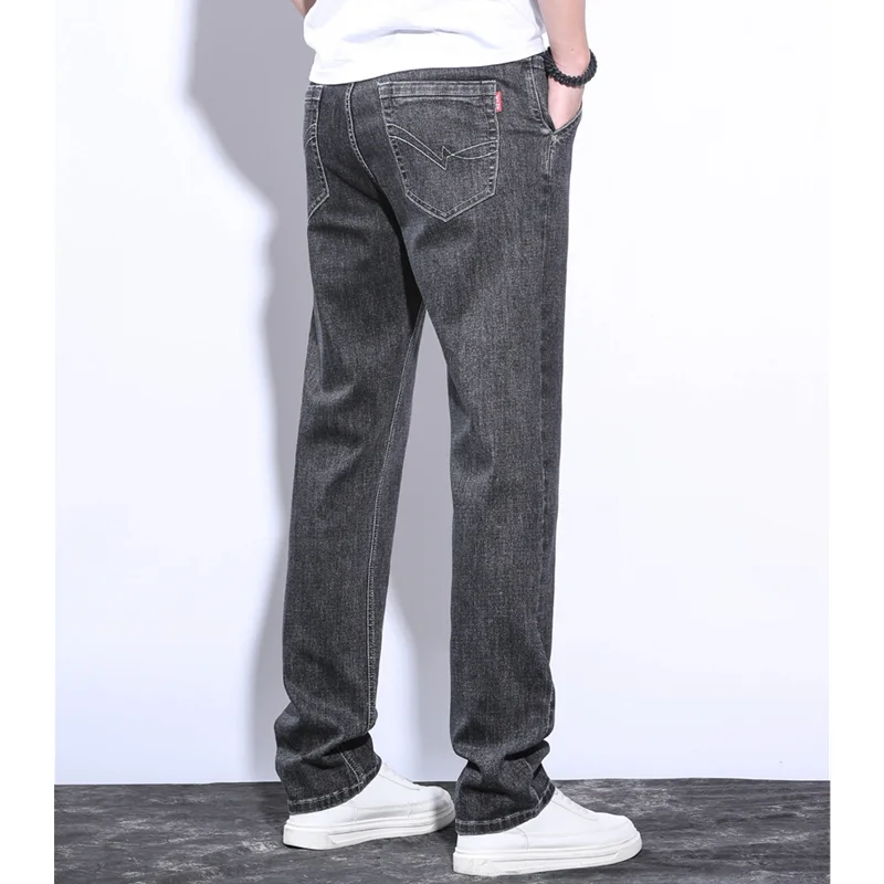 Men's Wear 2022 New Pattern Recreational Sky Blue Pants Elastic Force Straight Cylinder Comfortable Loose Jeans Autumn Female