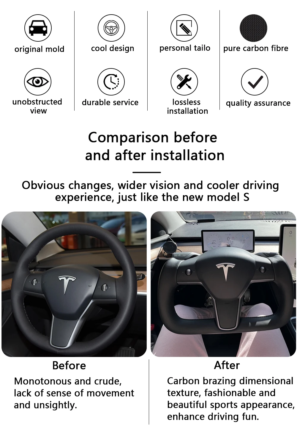 Карбар хомут алькантары оголенное Рулевое колесо для Tesla Model 3 модель Y полностью