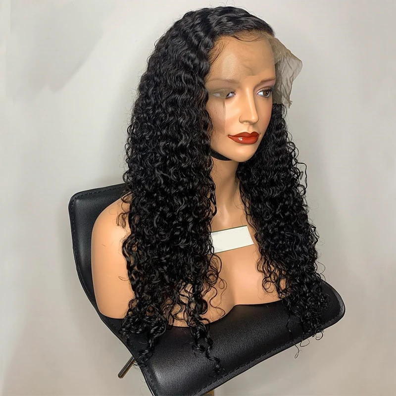 Long Natural Soft Black Lace Front Curly Kinky Curly Wigs PrePluck Baby Hair Deep Wave Frontal Wig For Women Water Wave Lace Wig
