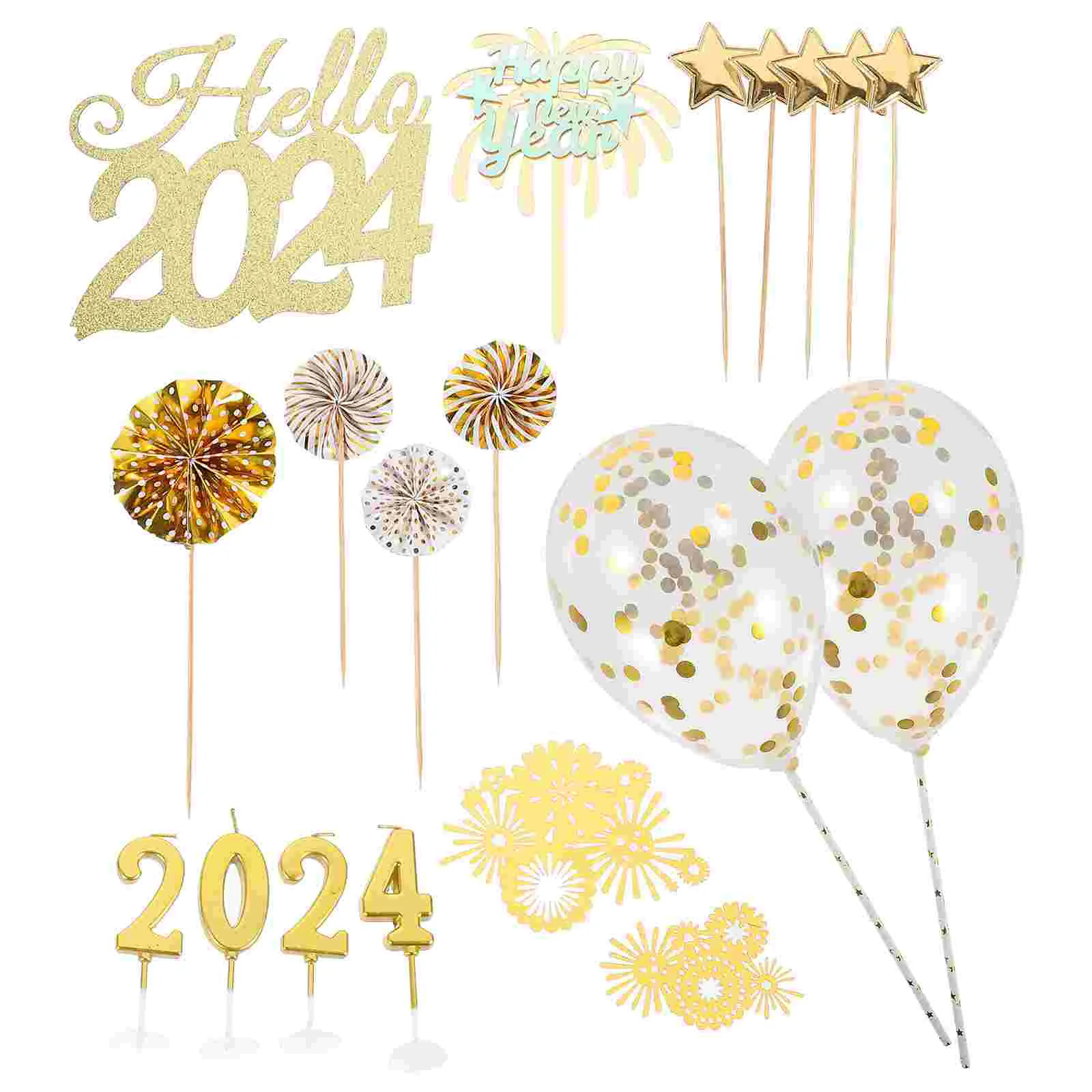 

Party Decoration Decorations Cupcake Topper Decorate Golden Color Paper Picks New Year Inserts