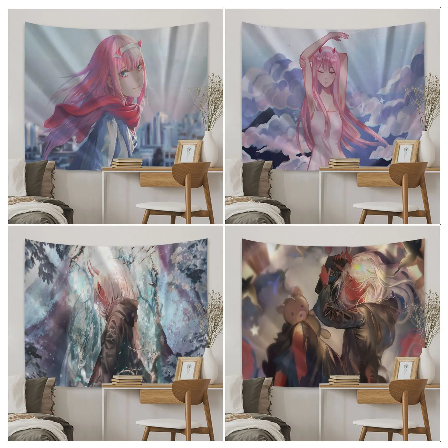 

Zero Two Anime Tapestry Home Decoration Hippie Bohemian Decoration Divination Art Home Decor