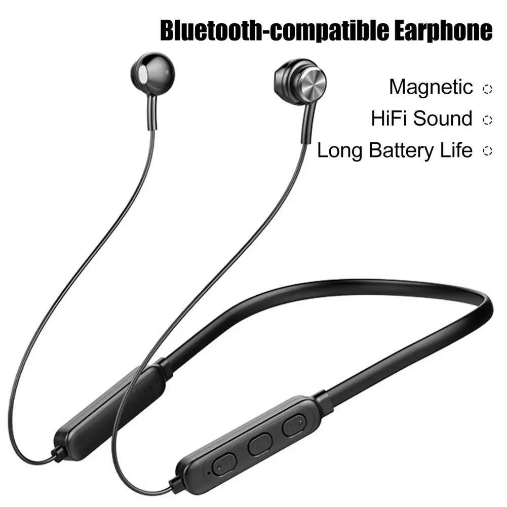 

Wireless Earphone Magnetic HiFi Sound IPX5 Waterproof Bluetooth-compatible 5.0 Sport Neckband Earbuds for Running
