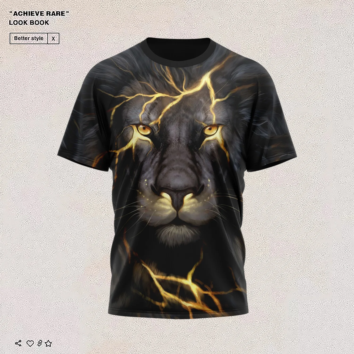 

2021 Hot Lightning Lion Short Sleeve Men's/Women's T-Shirt 3D Printed Animal Sportswear Men's Summer High Street Casual Top