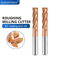 augusttools hrc55 carbide roughing end mill 4 flute rough milling cutters for metal cnc machine tungsten steel cutting tools
