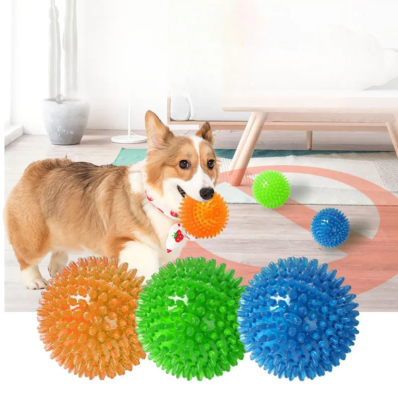 

Игрушки для домашних животных, собак, кошек, щенков, звуковая игрушка, мяч для чистки зубов в горошек, тренировочная игрушка для домашних животных из ТПР, жевательные мячи, аксессуары