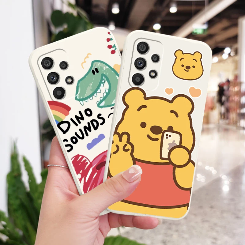 

Liquid Rope Cover Winnie the Pooh Disney Cute Phone Case For Samsung A73 A53 A33 A52 A32 A23 A22 A71 A51 A21S A03S A50 A30 5G