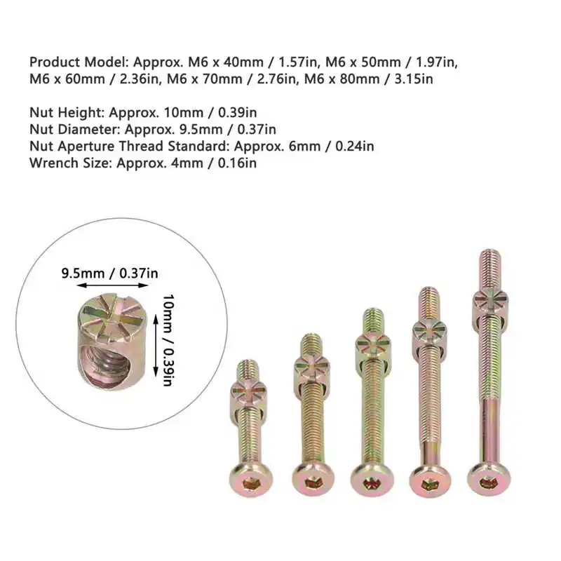 Винты М6 с шестигранной головкой комплект мебельной фурнитуры из оцинкованной