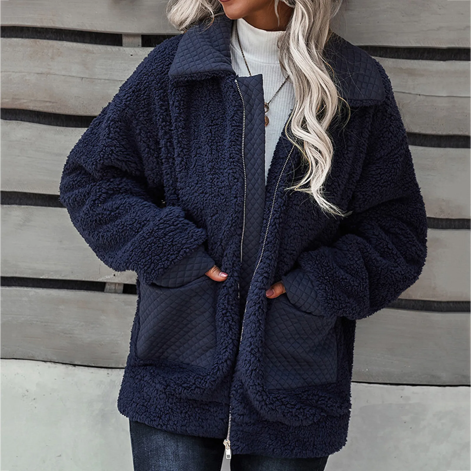 

Faux Jacket for Women Raffle Jacket Ladies Winter Warm h Jacket Solid Color Sweaters Women Zip up Womens Jackets with Hood