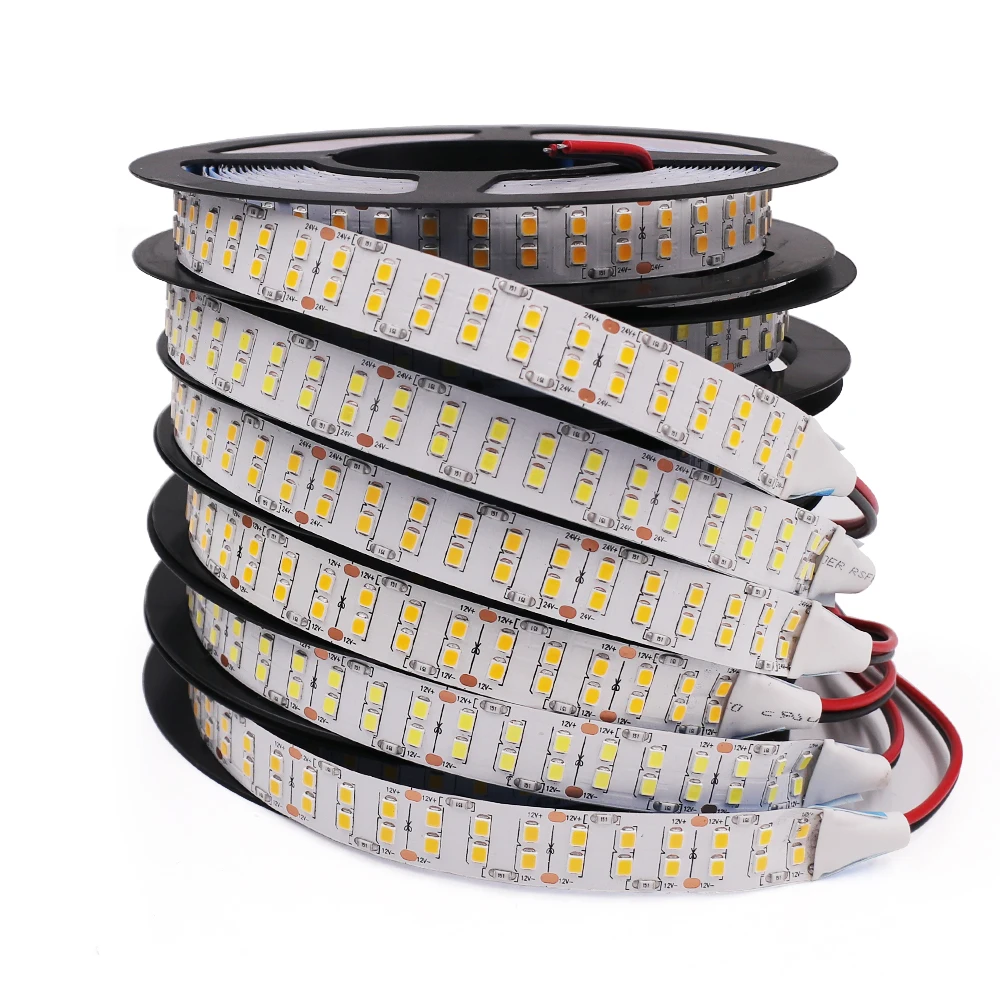 480leds/m LED Strip 12V 24V SMD 2835 3000K 4000K 6000K Engineering Decoration Lighting Flexible Ribbon LED Tape Rope 5m