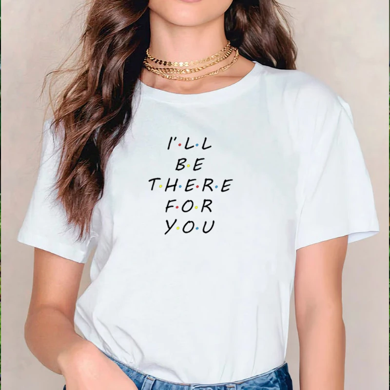 

2022 Summer Friends T Shirt Women White 80s Tshirt Harajuku Letter Print 90s T-shirt P Fashion Tee Tops Vintage Shirts M