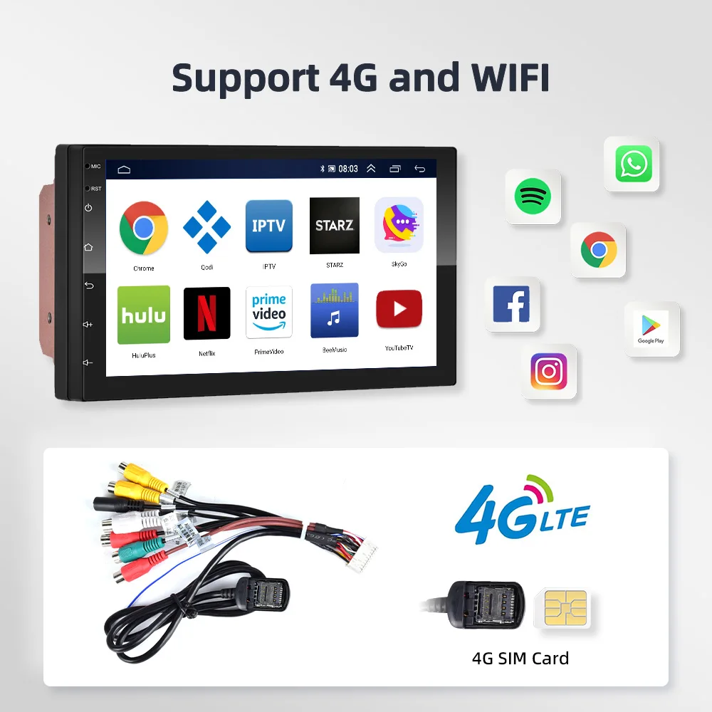 $52.33 Podofo AI Voice 2din Android Car Radio Multimedia Video Player Autoradio 2 Din 7'' Carplay Stereo GPS Maps For VW Nissan Toyota