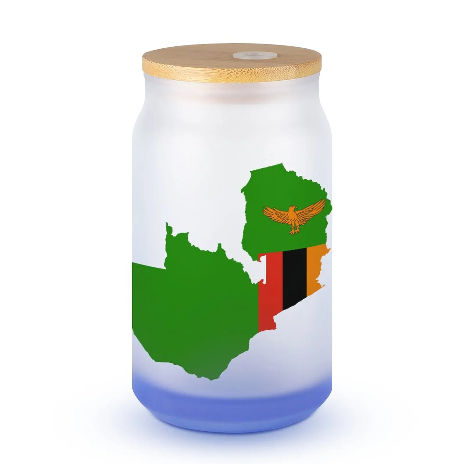 

Flag Map of Zambia DIY Frosted Glass Pipette Cup Creative Kettle Beer Mugs Vacuum Bottle Humor Graphic Wooden Lid Gradient Effec