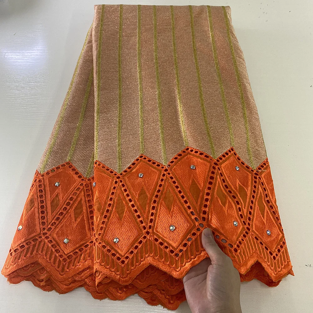 

2022 High Quality African 100% Cotton Lace Fabric Nigerian Punch Cotton Embroidery French Net Lace Fabric 5 Yards For Dress
