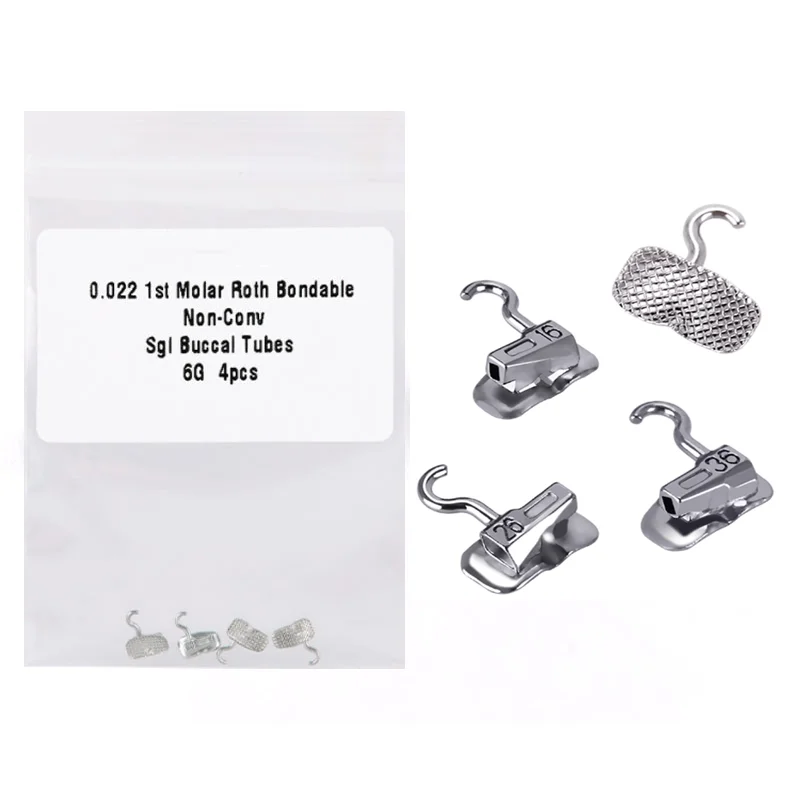 

5Packs Dental Orthodontic 1st Molar Roth MBT Bondable Non-Convertible Single Buccal Tube with Sliding Crimpable Hook Dentist Use