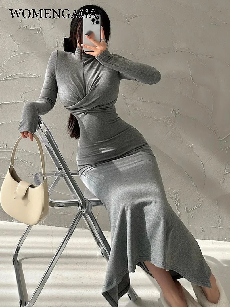 

Женское длинное платье-русалка, Привлекательное платье с длинным рукавом и высоким воротником, X94C, весна 2023