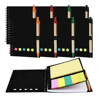 pack of 8 lined spiral notebook kraft cover notepad notepad with pen in stand page markers sticky notes color index tabs