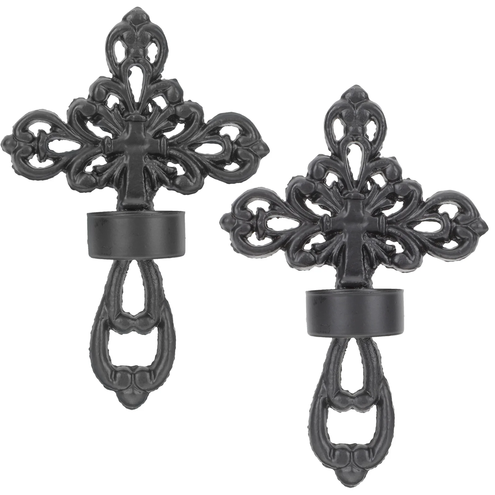 

2 Pcs Cross Candlestick Wedding Ceremony Decorations Stand Hanging Holder Wall Lamp Vintage Iron Base Metal Holders
