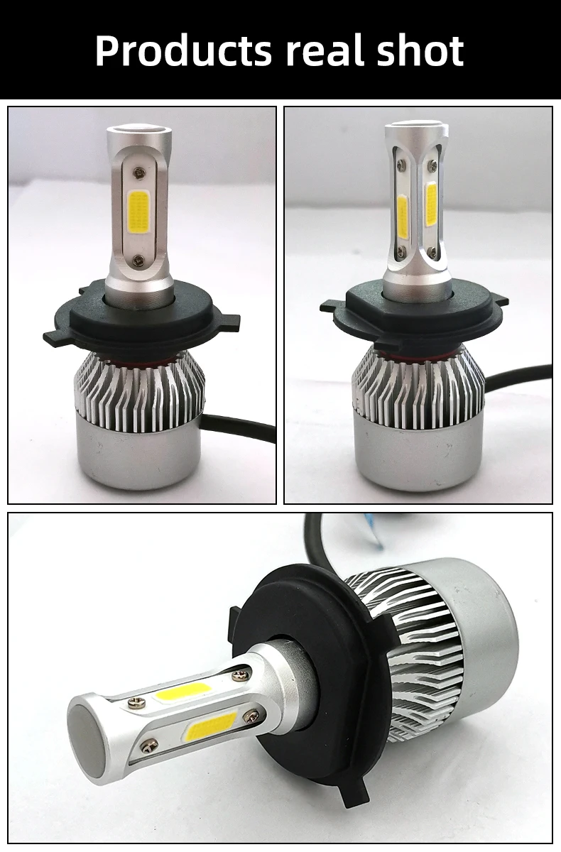 

2pcs Universal Car LED Headlight S2 COB Chip 6500K 8000LM Super Bright Far And Near Light H4 DC 9~32V Aluminum White Light