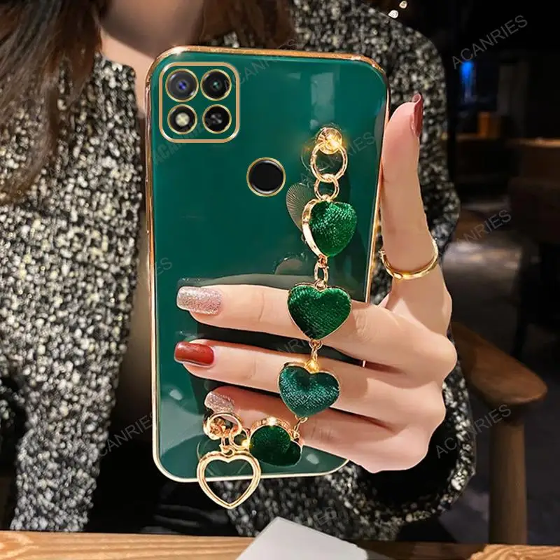 

Love Heart Bracelet Plating Case On For Redmi9c Xiaomi Redmi 9c Nfc 10a 10c 9a 9t 9 10 9at Luxury Chain Cover Redmi9 C Redmi10c