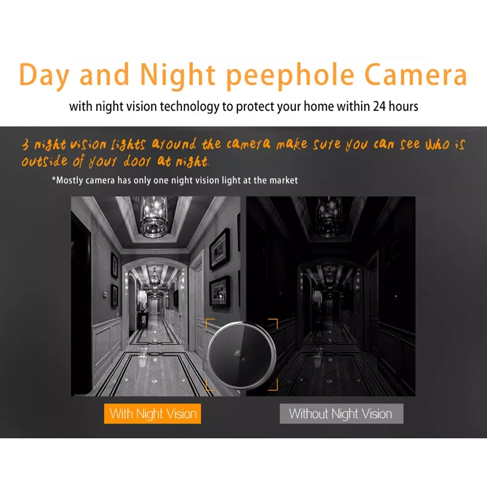 2.8 Inch Peephole Viewer Video Night Vision Digital Video Door Bell Camera Night Vision Doorbell Electronic Peephole Door Camera enlarge