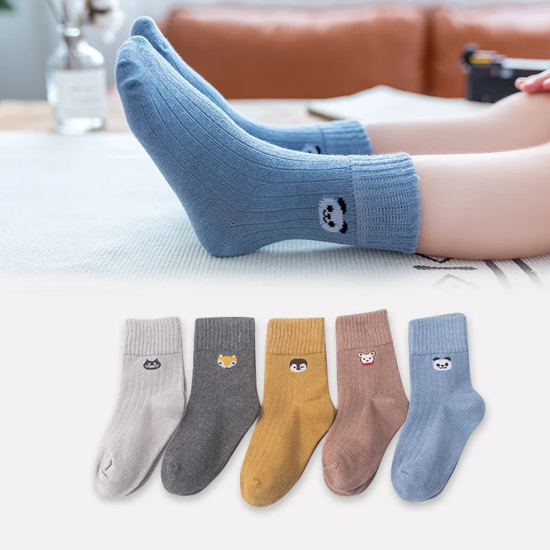 

5 Pairs/lot 1 To 12 Yrs Cotton Autumn Winter Children's Socks Stereo Kids Socks Cute Girls Boys Socks Toddler Girl Floor Sock