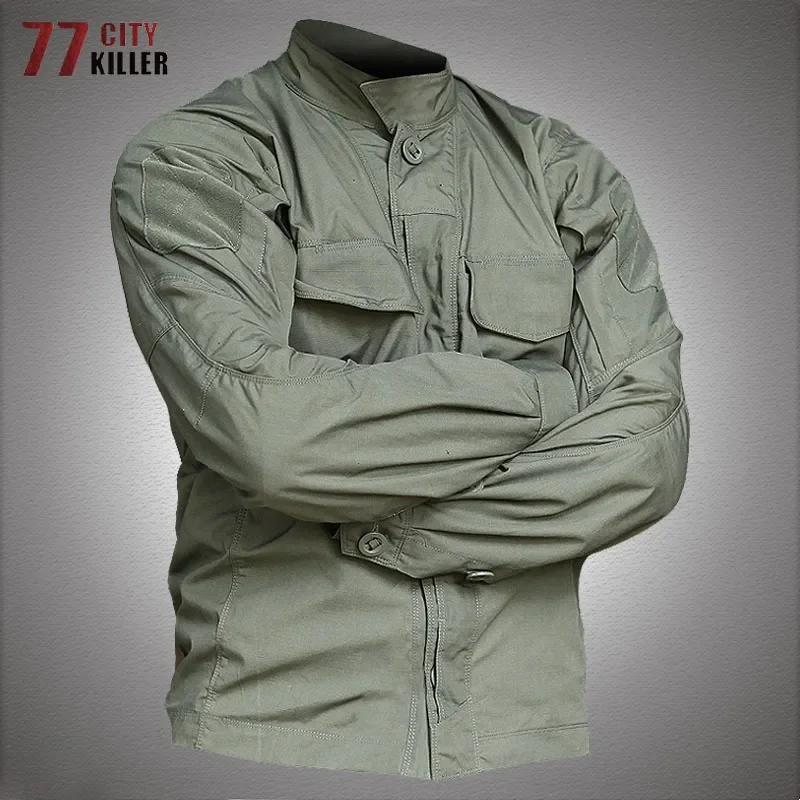 

NEW 2023 Shirt Jackets Men Spring Autumn Outdoor Multi-pocket Quick Drying Jacket Mens Waterproof Long Sleeve Tactical Coat