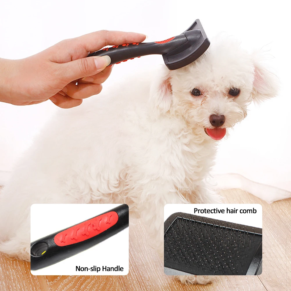 

Расческа для домашних животных, кошек, самоочищающаяся Расческа с иглой для блох для собак и кошек, искусственная щетка для волос, массажный...