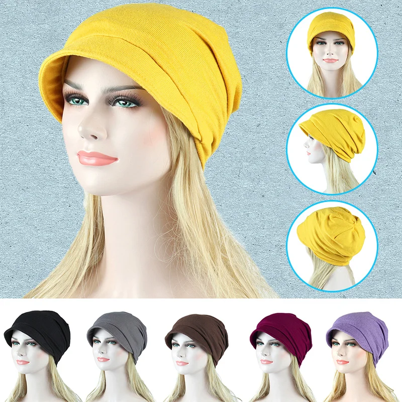With Wide Brim Wrap Hair Loss Stretch Bucket Cornice Cap Female Summer Beach Uv Protection Beach Sun Hats