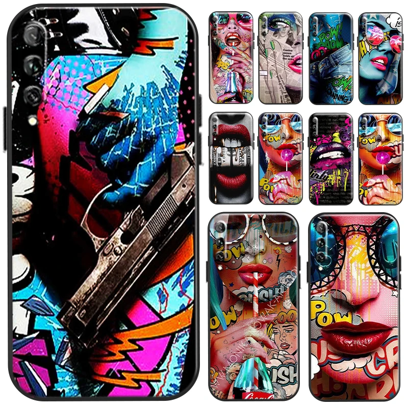 

Red Lips Sexy Street Graffiti Phone Case For Huawei Y9 Y7 Prime 2019 Y9a Y9s Y9 Y8s Y7 Y6 Y6P Y7P Y8P Back Funda TPU Soft