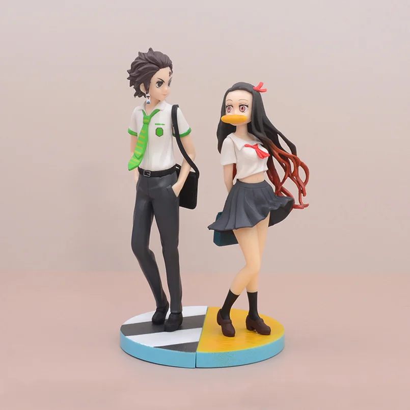 

20-22cm Demon Slayer Anime Figure College style Kamado Tanjirou Kamado Nezuko PVC Action Figure collectible model toys kid gift